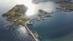 Lofoten islands and beach aerial view in Norway
