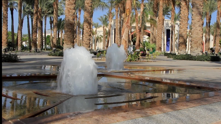 beautiful water fountain at the entrance of miami beach on a sunny day  Stock Photo - Alamy