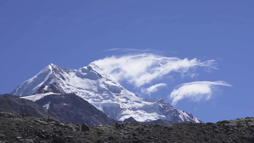 Clouds wisp off Mt Cook (Aoraki) on the South Island of New Zealand