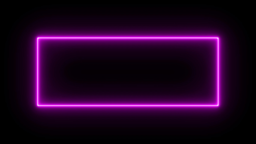 Sign in neon style. Popular abstract rectangle with neon blue purple spectrum lines. Animation fluorescent ultraviolet light glowing neon lines. Seamless loop motion graphics. 4K