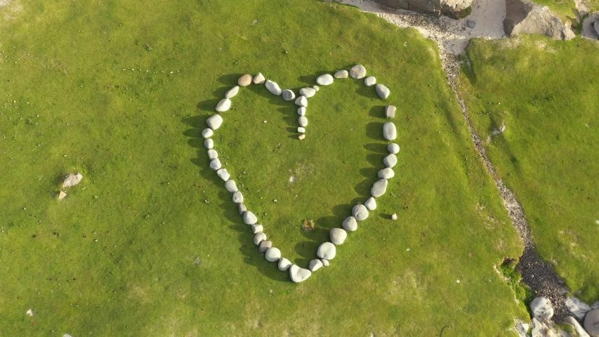 Stone Heart at the romantic 
Uttakleiv Beach, Lofoten, Norway