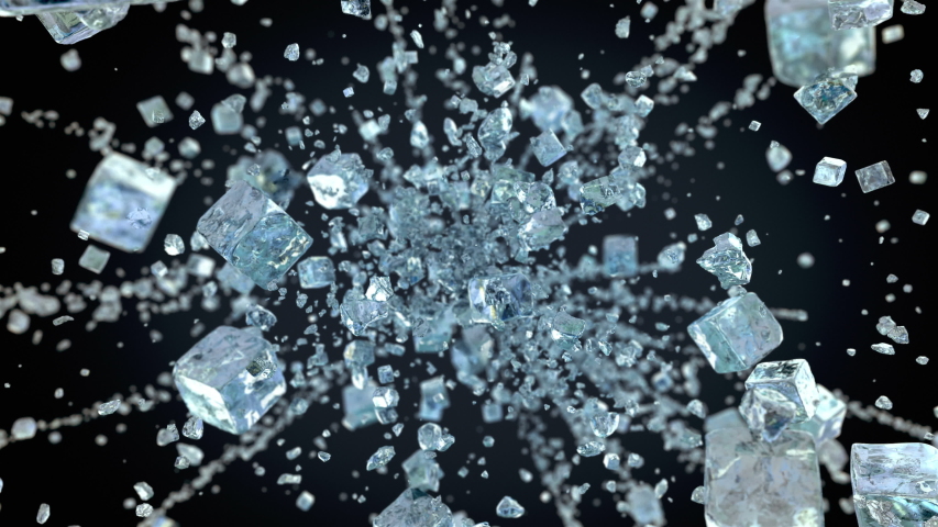Exploding frosted ice cub in e4K. More IceCube footages in my collections. | Shutterstock HD Video #1035505919