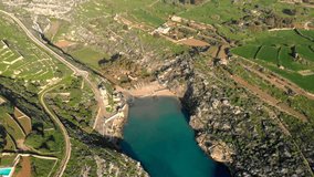 Aerial footage of the secluded area of Mgarr ix-Xini in the small, but beautiful island of Gozo, Malta.