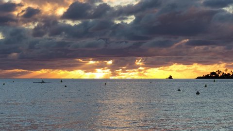 Time Lapse of Beautiful Sunset over Anse Vata Bay and Rocher a la Viole in Noumea