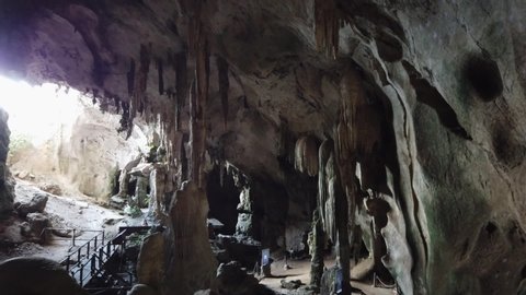 Indoor in Krabi limestone karst cave in Thailand