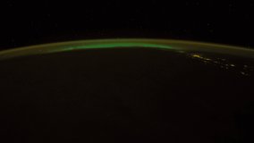 Planet Earth view seen from the International Space Station with Aurora Borealis , Time Lapse 4K. Images courtesy of NASA Johnson Space Center. Zoom out motion timelapse.