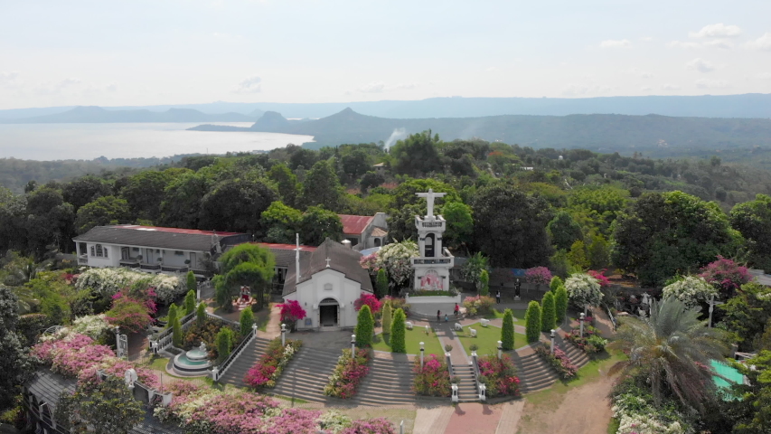 Aerial top view above the Marian Orchard site in Balete, Batangas. philippines