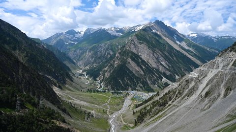 Beautiful landscape view of Baltal on Zoji la pass in Srinagar - Leh road in Jammu and Kashmir, India