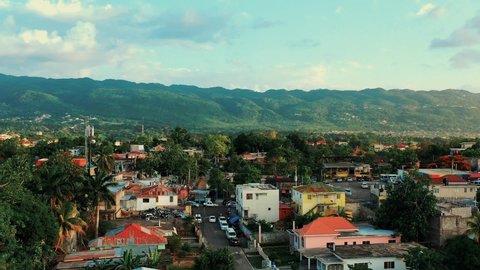 Aerial footage of a neighborhood in Montego Bay,Jamaica