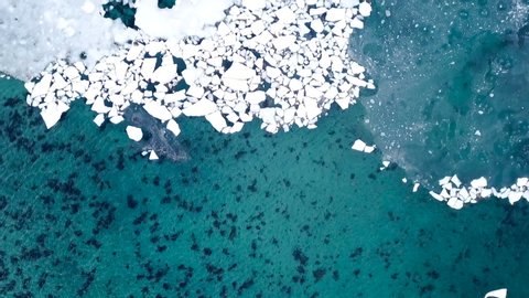 Aerial footage of the Ice melting, Climate change Atlantic Ocean