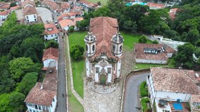 Church Cathedral Ouro Preto Minas Gerais Brazil colonial architecture baroque style aerial view 