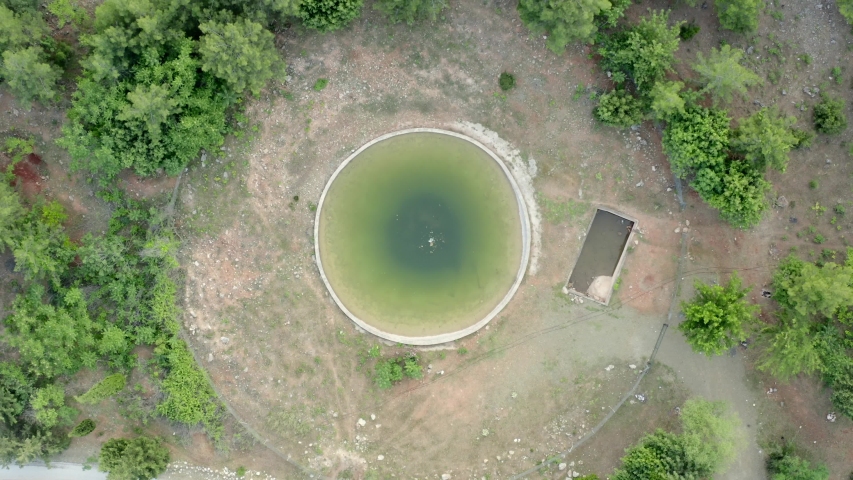 Little Pool from top view with Drone moving up
