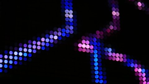 Multicolored led light panel at the night club, led light wall, close up pattern