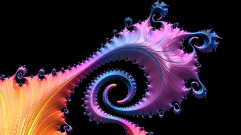Abstract multicolored motion graphics background. Or for yoga, clubs, shows, mandala, fractal animation.  Fractals are infinitely complex patterns that are self-similar across different scales.