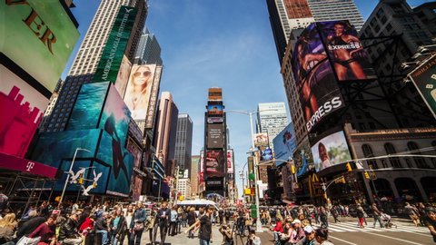 NEW YORK CITY, USA - APRIL 16, 2016: 
Times Square 4K Time Lapse