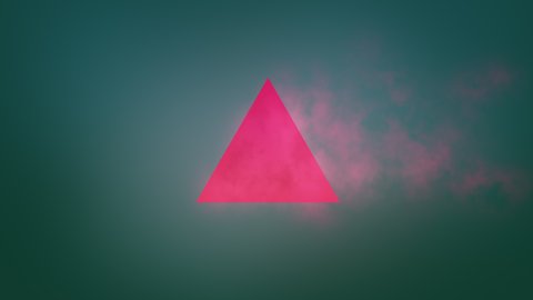 Pink triangle and smoke. Surreal motion design.	