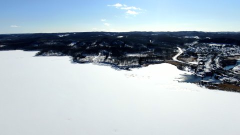 Drone footage of Lake Pashikuru in Hokkaido, Japan