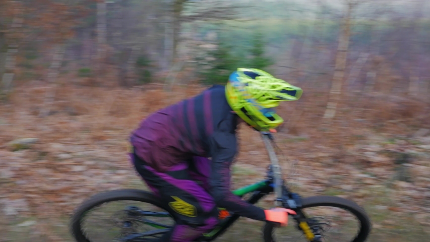 mtb rider makes a jump with his bike