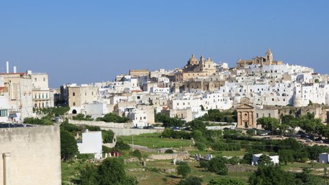 Panoramic view of the fantastic white city of Ostuni in Puglia, Italy

