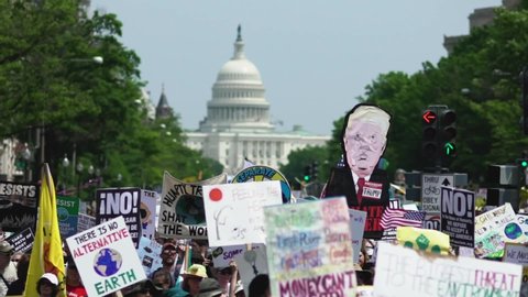 Washington D.C. / United States - 06 24 2019: Protesters Marching on U.S. Capitol