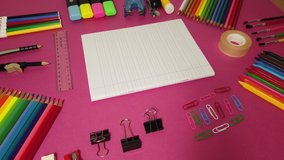 School supplies on pink board background. Education, back to school concept with copy space - Powered by Shutterstock - Get 15% off with code: PIKWIZARD15
