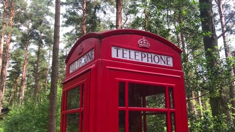 A Traditional Red British Phone Box in the Middle of a Forest | Cumbria, Scotland | HD at 30 fps
