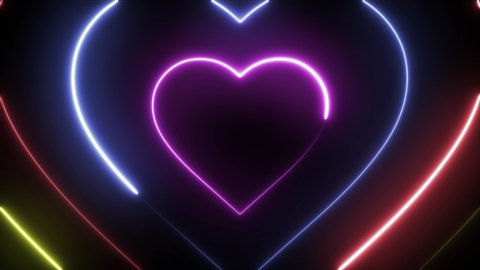 Love and romance sign 4k footage invitation. Neon animation. Romantic loopable background.