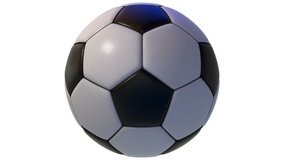 Rotating soccer ball with alpha 3D render.