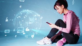 Exercising girl and health care technology concept. Wearable computer. - Powered by Shutterstock - Get 15% off with code: PIKWIZARD15