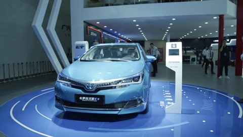 Shenzhen , Guangdong Province / China - 06 01 2019: Toyota 2019 International Auto Show