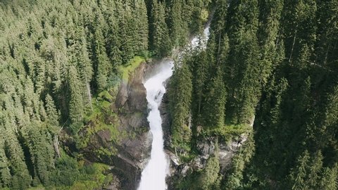 Drone Flight Around the Main Cascade of the Krimml Waterfall (CW)