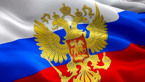 Russian Flag Eagle Emblem Video Waving Stock Footage Video (100
