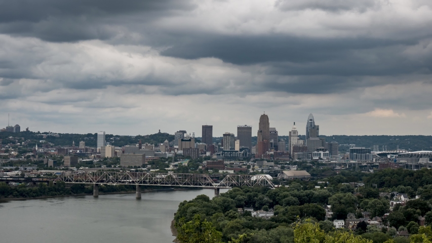 Time Lapse of a Cloudy Sky over the Cincinnati Skyline