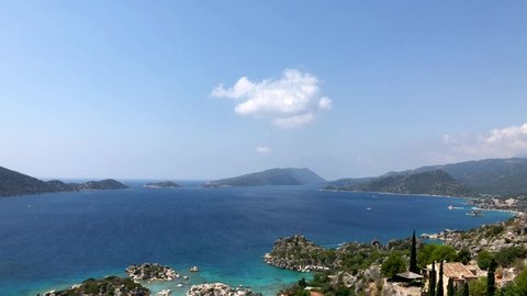 View of Simena Castle, Kalekoy and Kekova with a turquoise sea in a summer time. Simena / Kekova / Demre / Antalya