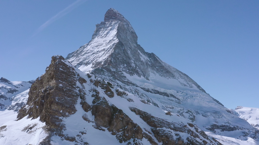 Fly Over Majestic Mountain Peaks Golden Hour Matterhorn Mountaineering Existential Thoughts Nature 4k Slow Motion Royalty-Free Stock Footage #1035858272