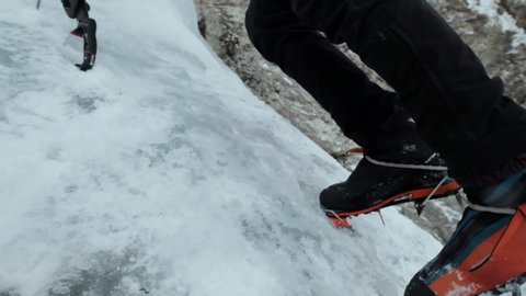 Kranjska Gora / Slovenia - 01 16 2019: Ice Climbing in Slovenia