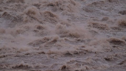 Rising Heavy flood water in submerged everything at Basava Sagar reservoir in North Karnataka, India.