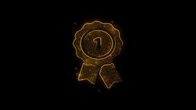 Ribbon Award Icon Sparks Glitter Particles on Black Background. Shape, Design, Text, Element, Symbol Alpha Channel 4K Loop. - Powered by Shutterstock - Get 15% off with code: PIKWIZARD15