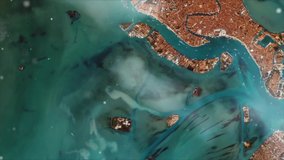 Venice from Space. Satellite View. Elements of this video furnished by NASA. 
