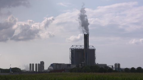 Energy from waste - AVR incineration plant with operating CO2 plant. The produced CO2 will mostly be supplied to the horticulture sector during summer season. DUIVEN, THE NETHERLANDS - AUGUST 2019