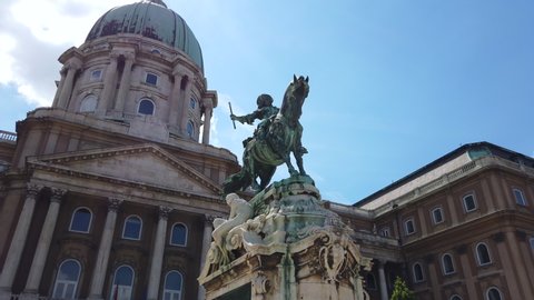 Budapest / Hungary - 06 11 2019: 4K knight statue budapest.