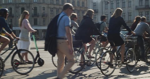 Copenhagen / Denmark - 06 03 2019: Crowd commuting