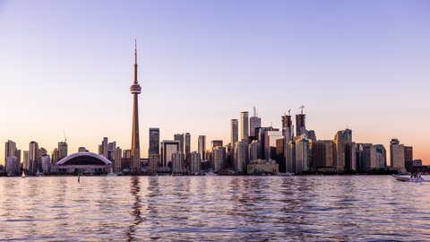 Toronto Skyline Purple Light Toronto Ontario Stock Photo 524925712 ...