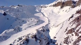 ski slope of Mount Elbrus video shooting from below the ski slope