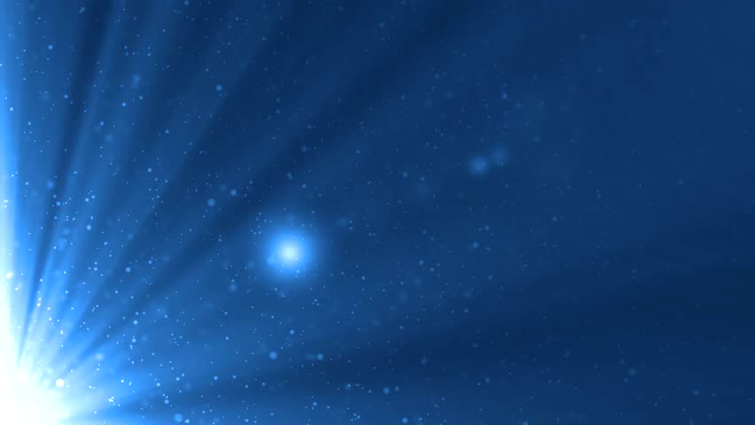 Lights blue bokeh background. Abstract motion background with spotlights and rays lens flares.  Angular animation.  loop able abstract background circles.