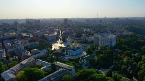 Aerial view of Mikhailovsky cathedral monastery Kyiv, Ukraine
