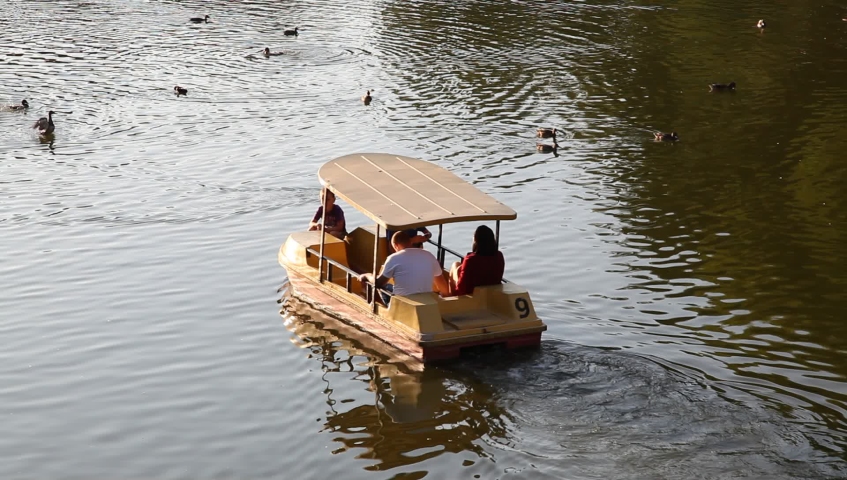 family resting on a catamaran in a lake on the water