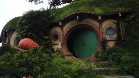 Matamata, New Zealand - August 2019. Hobbiton movie set for The Lord of The Rings. Video may contain noise