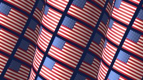 4K united states flag cylinder motion. cool lights and gradient animation country flags