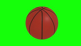 Basketball ball rotates on a green screen - chromakey background, loop